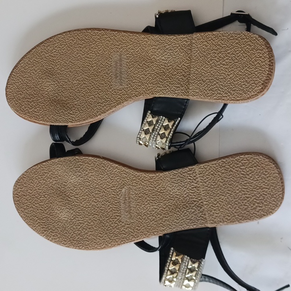BLUE Suede Shoes Black Glam Sandals Size 11 - Picture 3 of 10